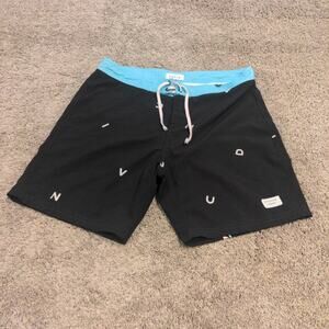 Duvin DesignBoard Shorts Swim Trunks Mens 32 Blue Pockets Surf Beach Travel Logo
